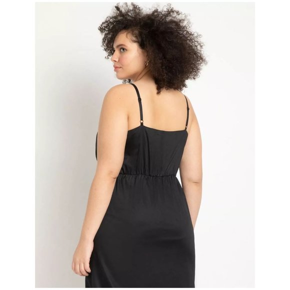ELOQUII Black Tie Front Midi Dress sz 14 NEW Women's Plus LBD - Picture 11 of 12